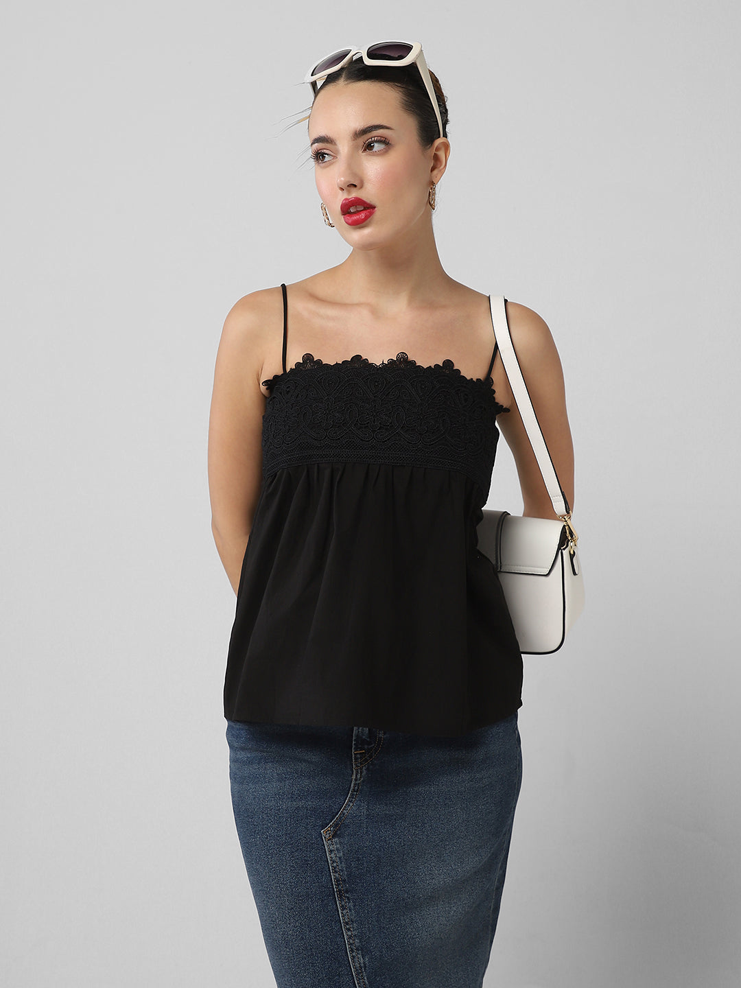 Women Black Solid Top