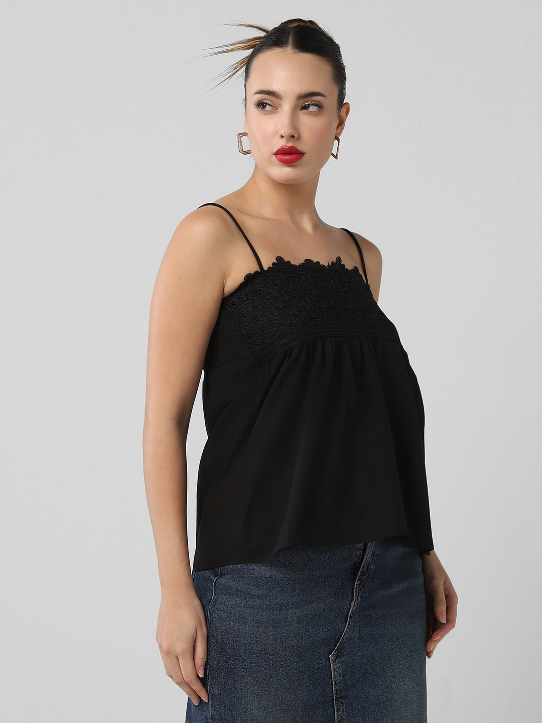 Women Black Solid Top