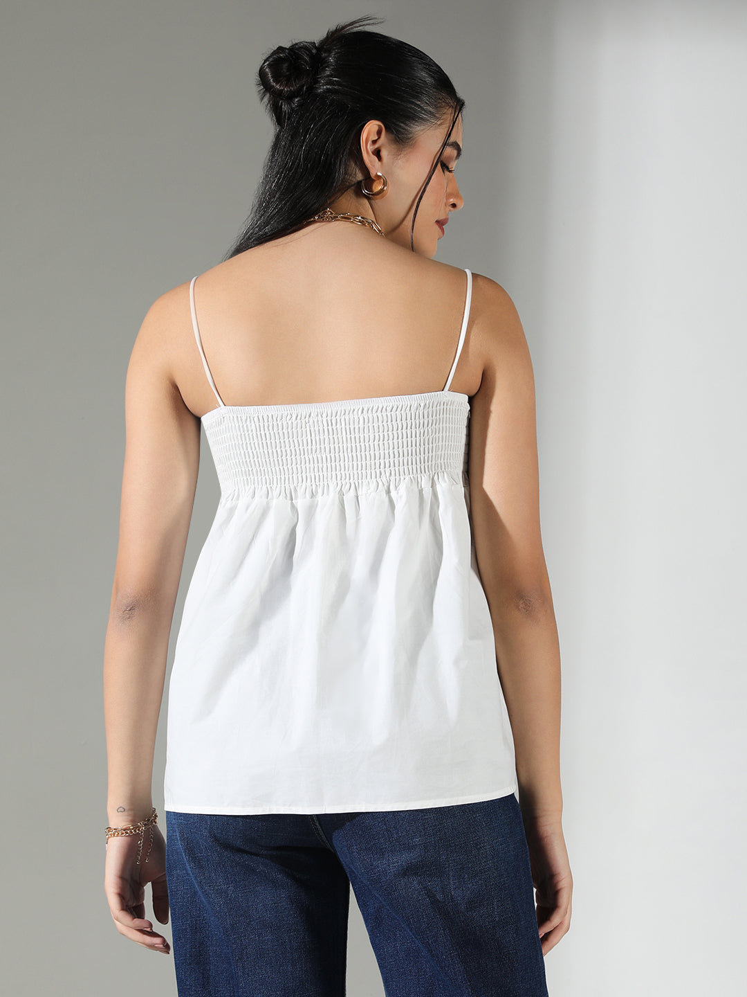 Women White Solid Top