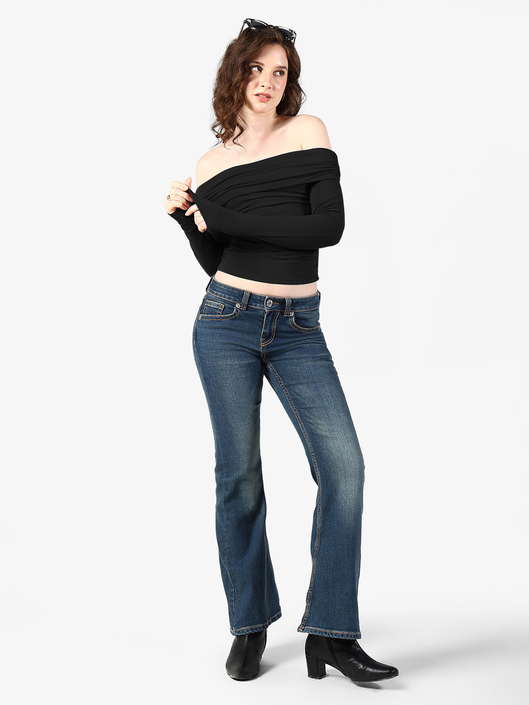Women's Black Off Shoulder Top