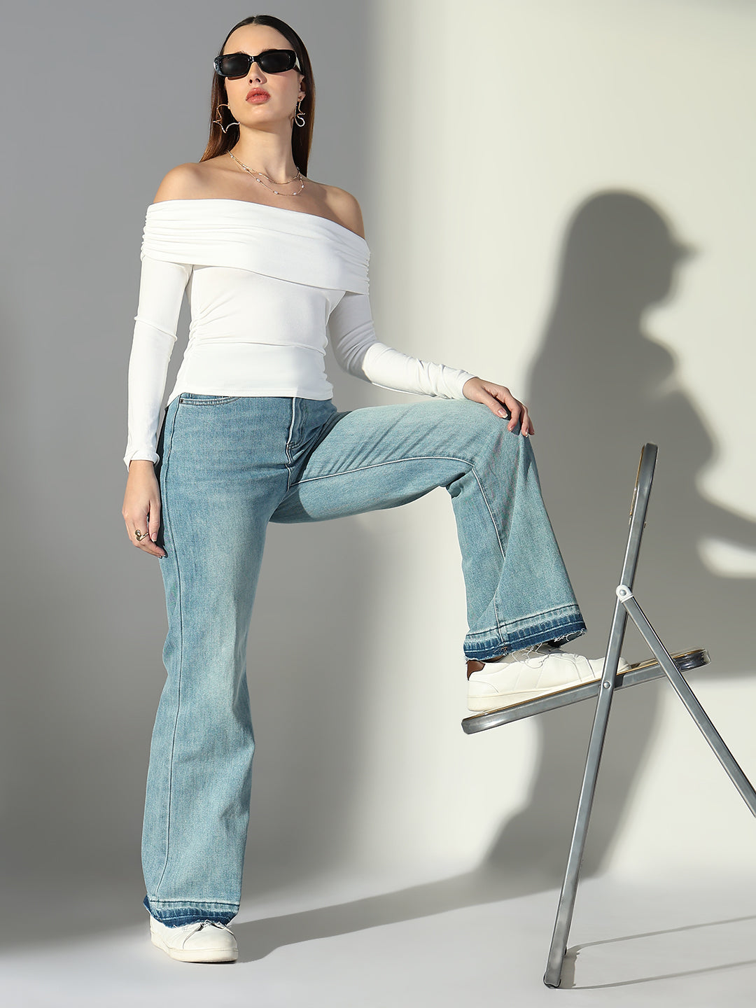 Women's White Off Shoulder Top