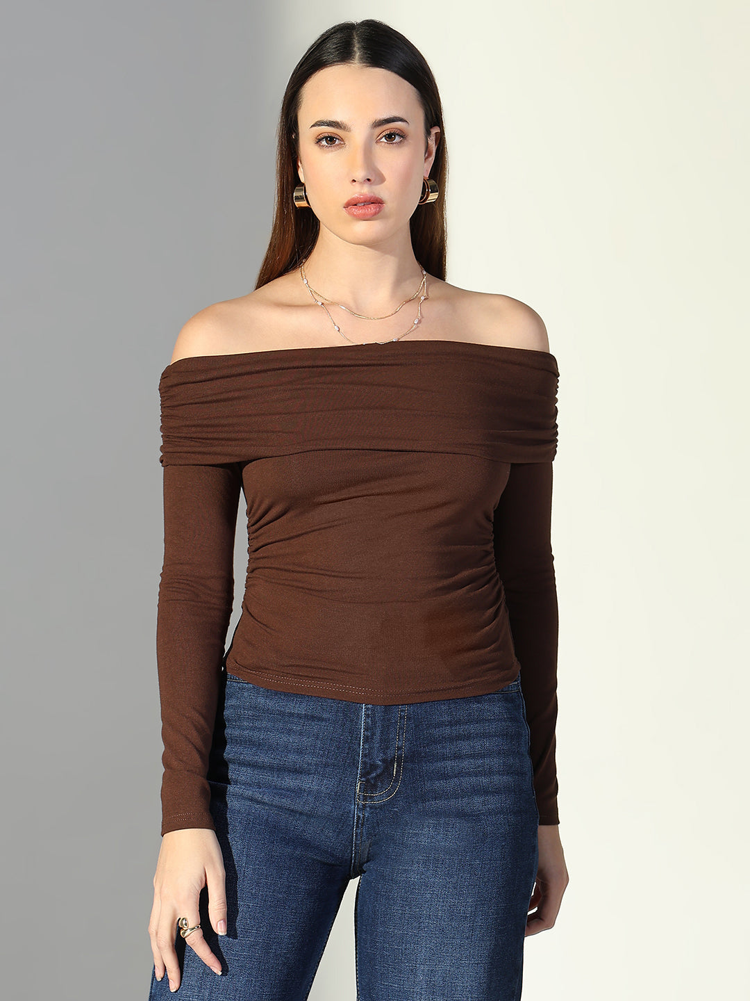 Women Brown Solid Top