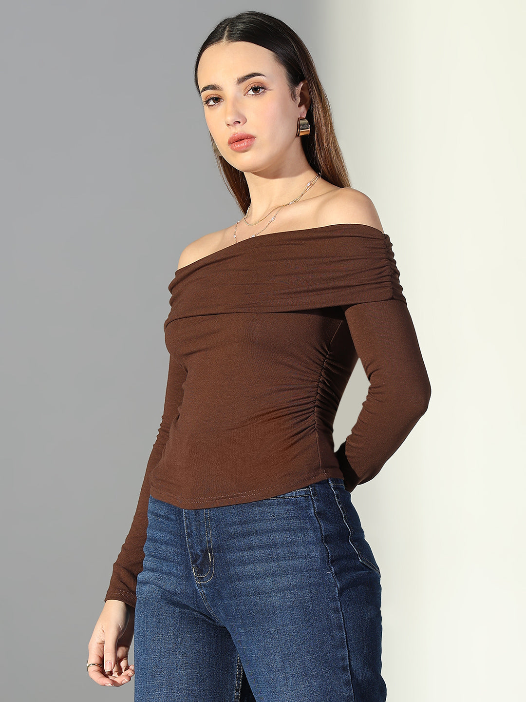 Women Brown Solid Top