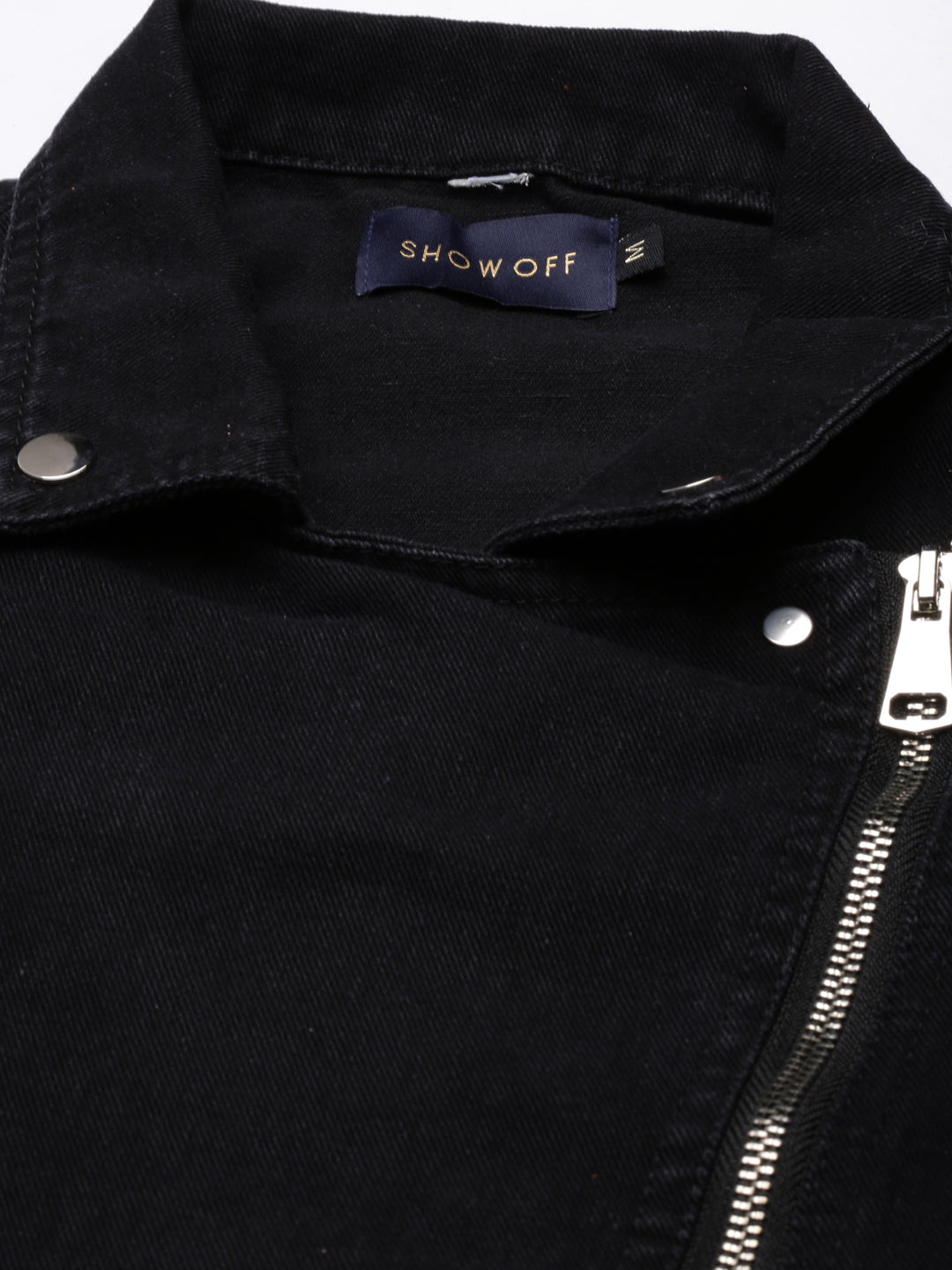 Women Black Solid Denim Jacket