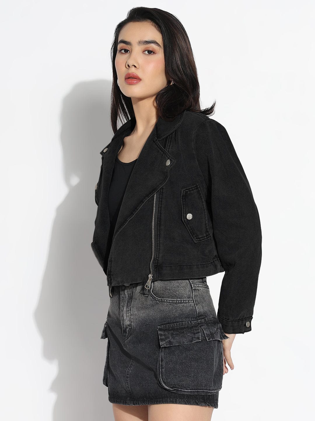 Women's Charcoal Denim Jacket