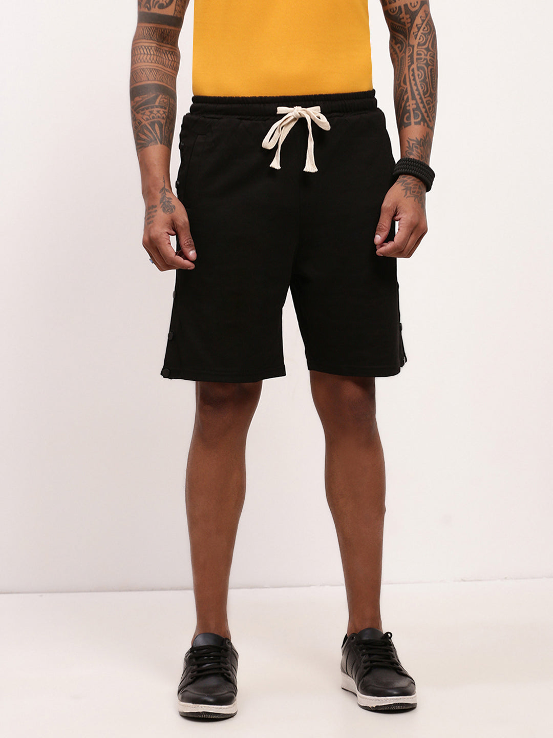 Men Black Solid Shorts