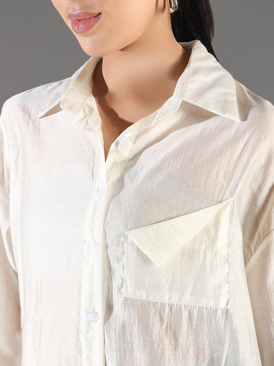 Women Cream Solid Shirt