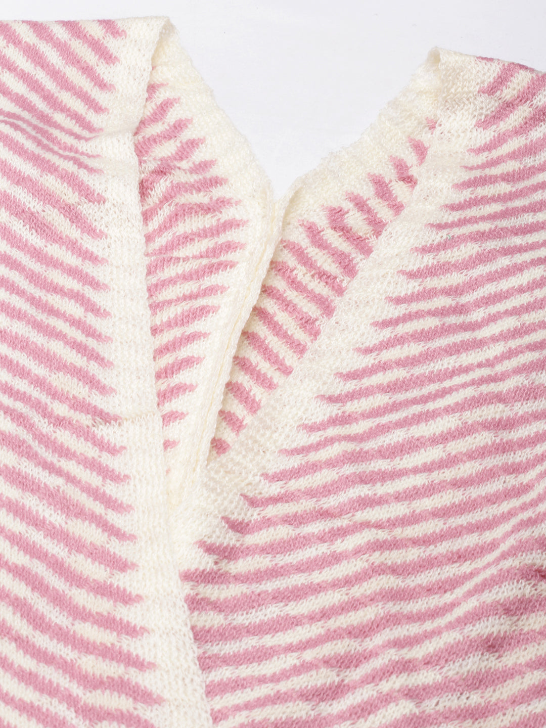 Women's Pink Striped Open Front Poncho