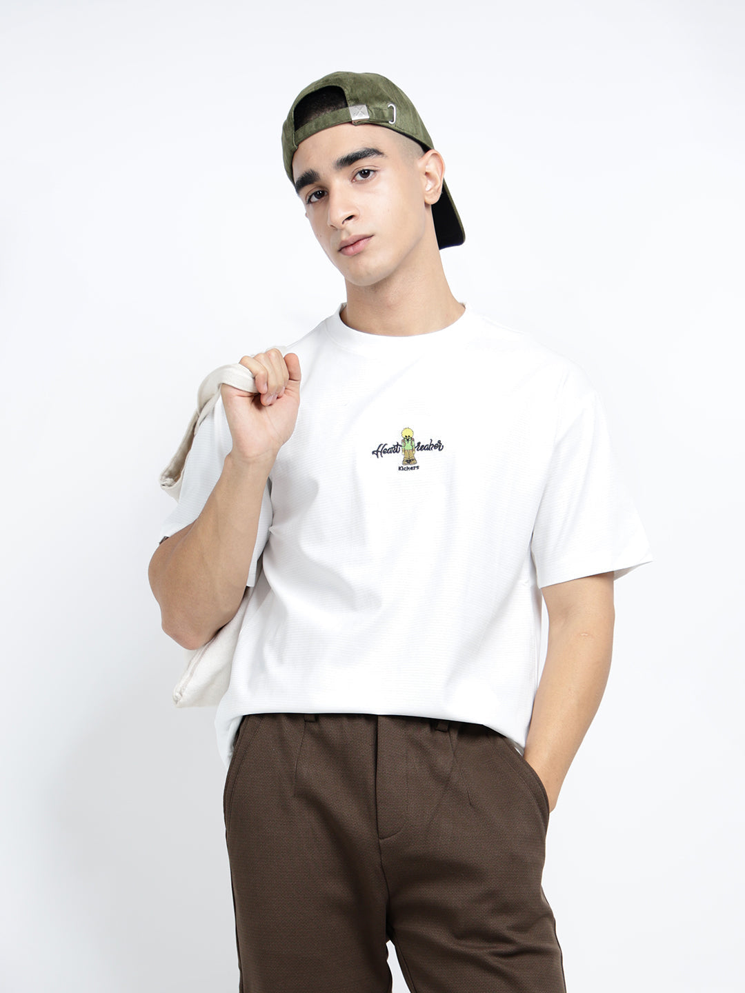 Men's Graphic Print White Short Sleeves Round Neck Relaxed Fit T-Shirt