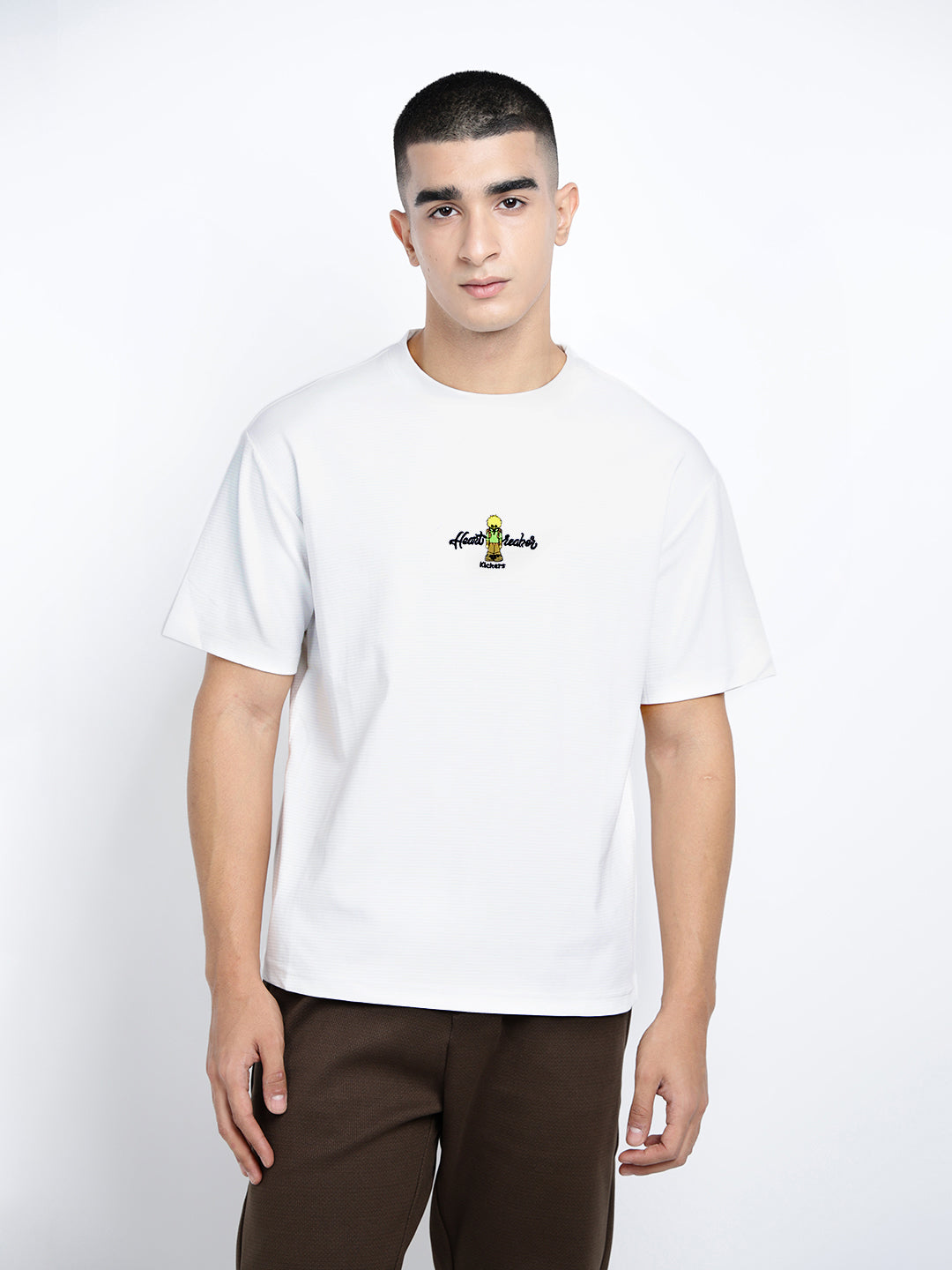 Men's Graphic Print White Short Sleeves Round Neck Relaxed Fit T-Shirt