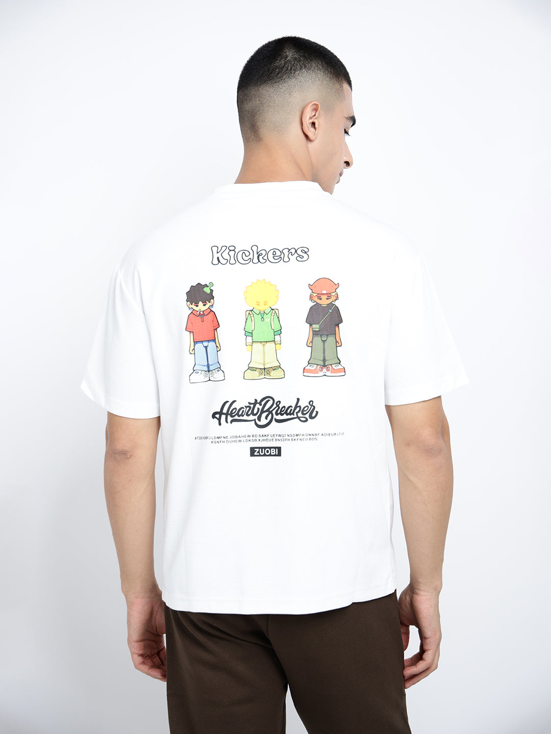 Men's Graphic Print White Short Sleeves Round Neck Relaxed Fit T-Shirt