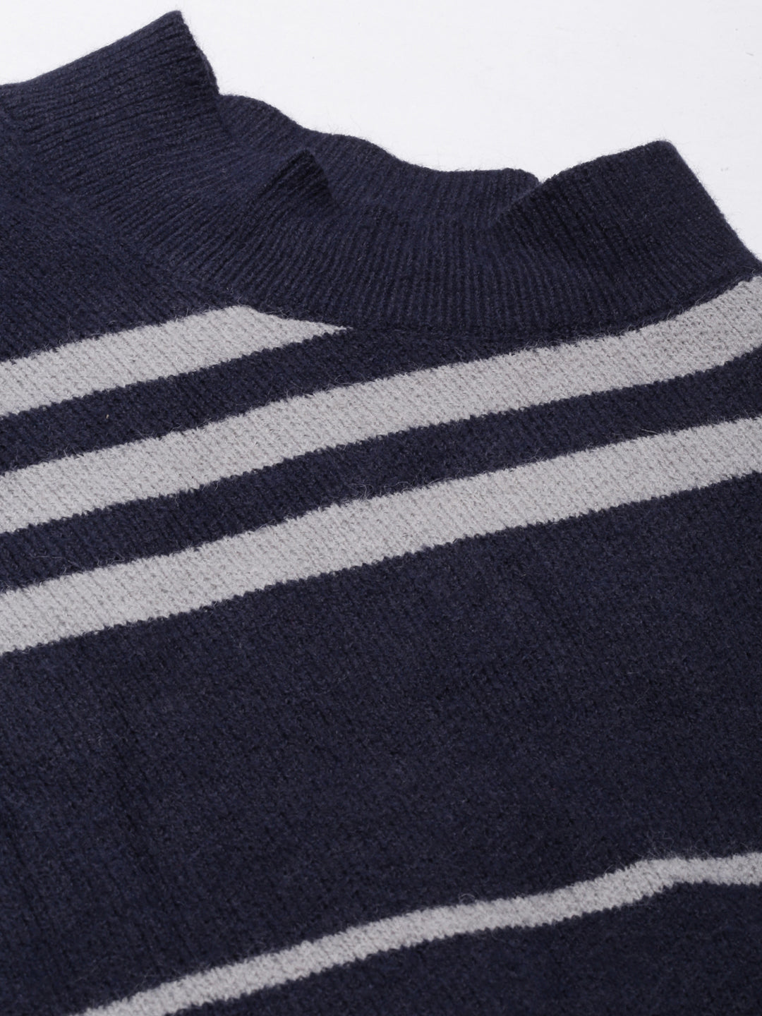 Women's Navy Blue Striped Poncho