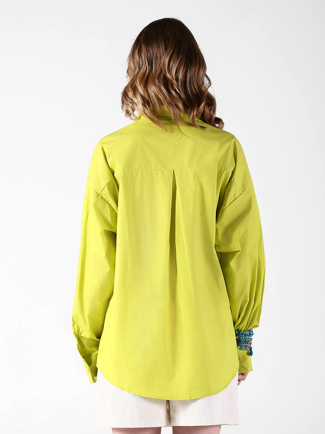 Women's Evil Eye Embellished Green Shirt