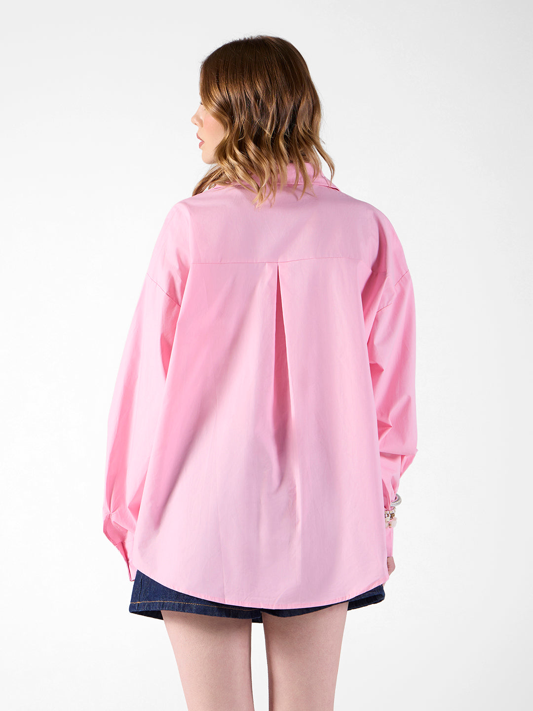Women's Evil Eye Embellished Light Pink Shirt