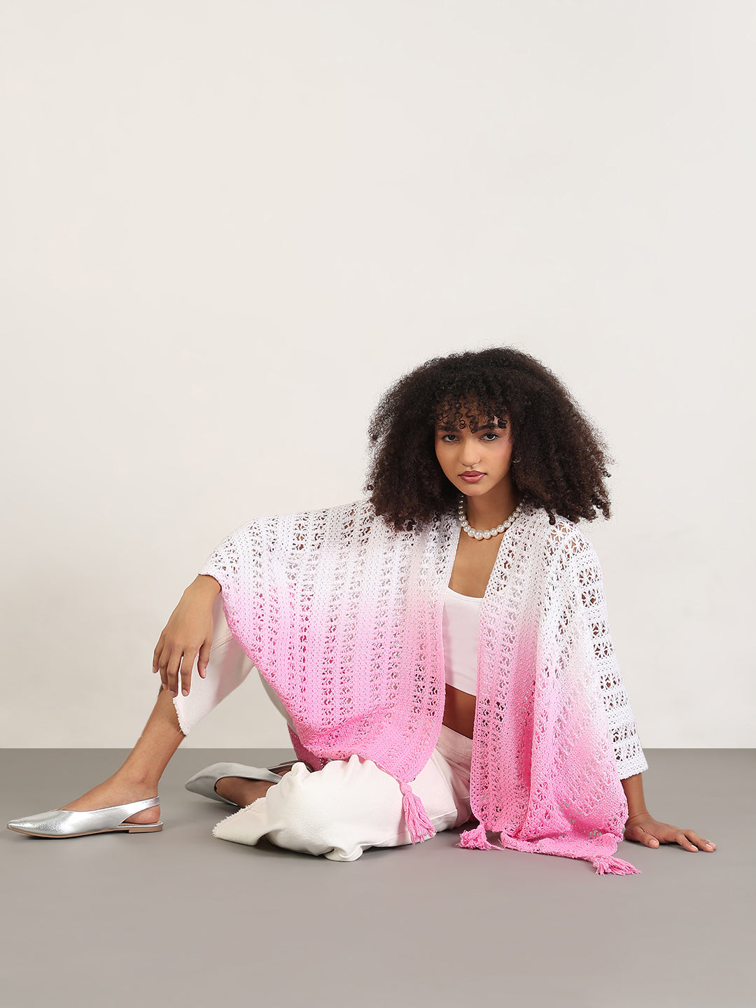 Women's Ombre Pink Asymmetric Top