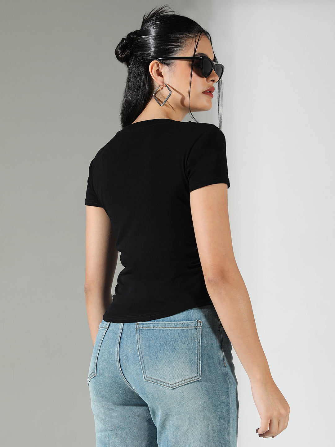 Women Black Solid Top