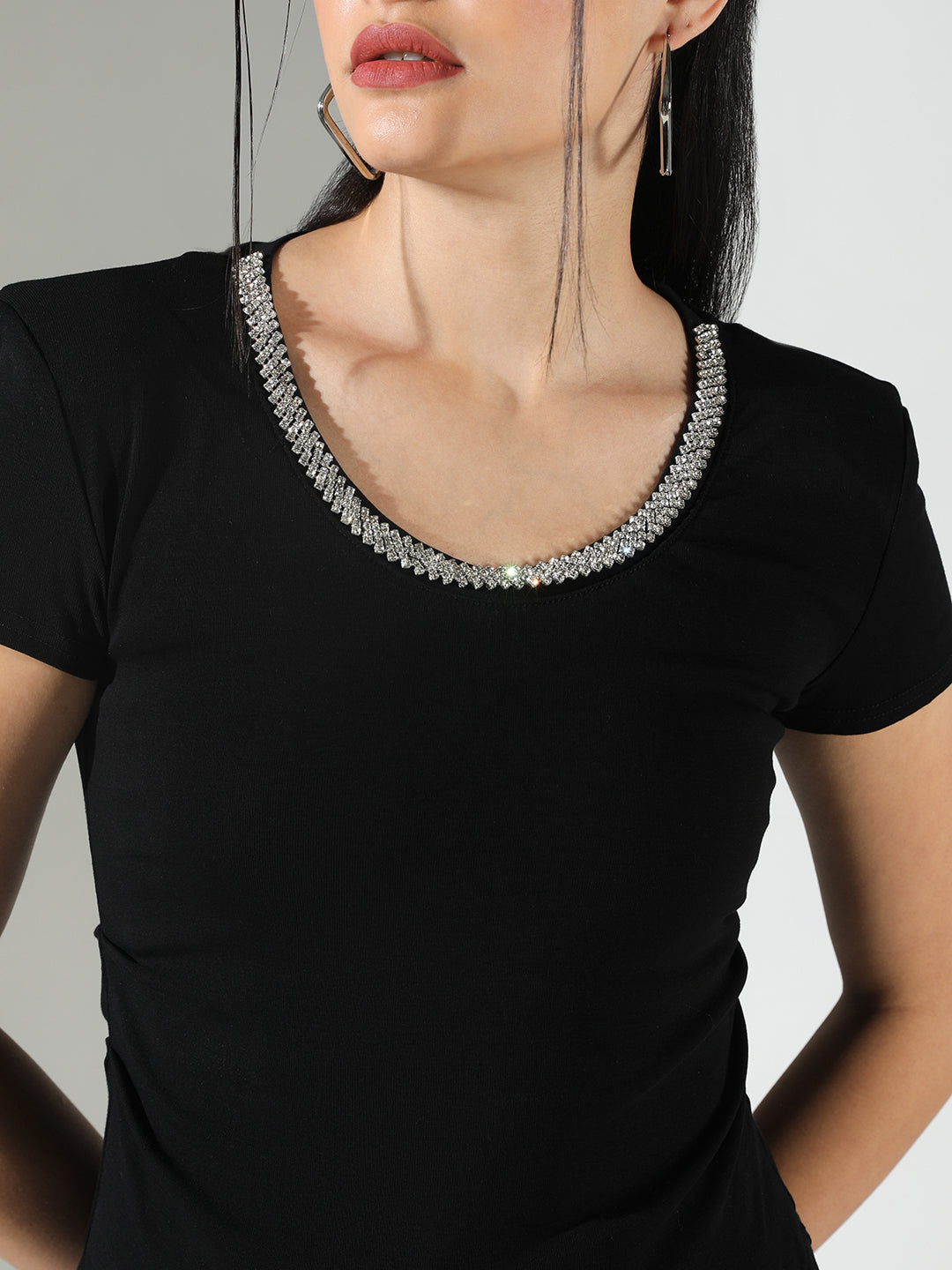 Women Black Solid Top