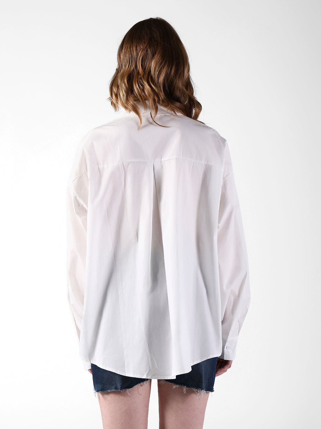 Women's White Shirt with Embellished Button