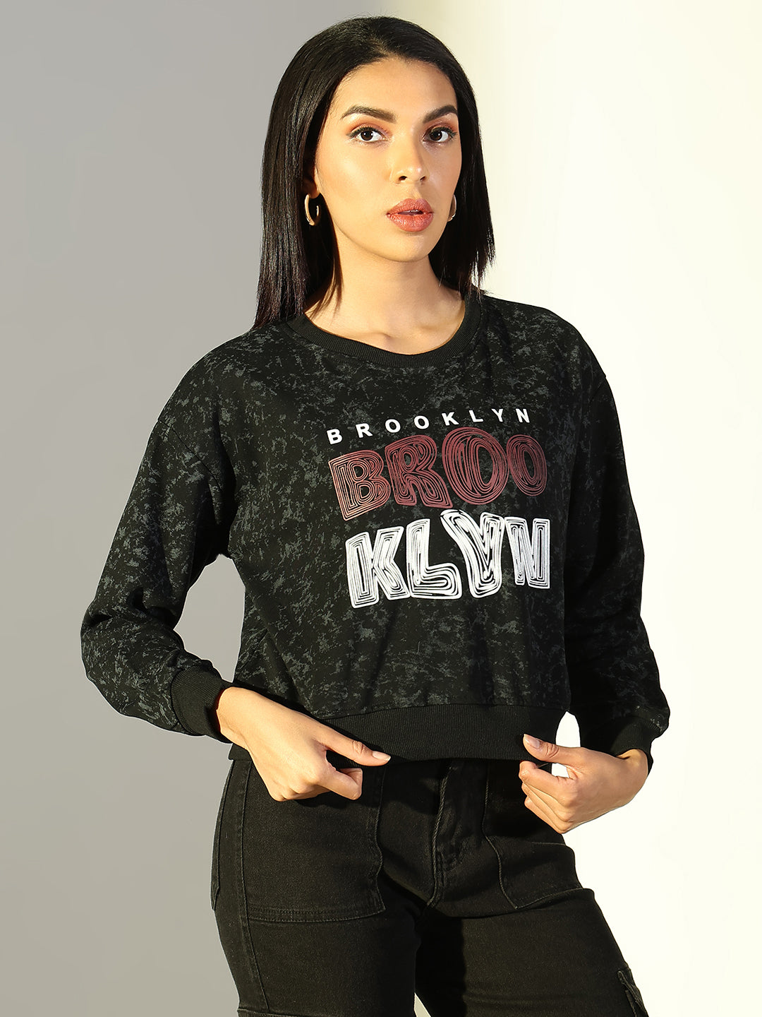 Women Graphic Black Sweatshirt