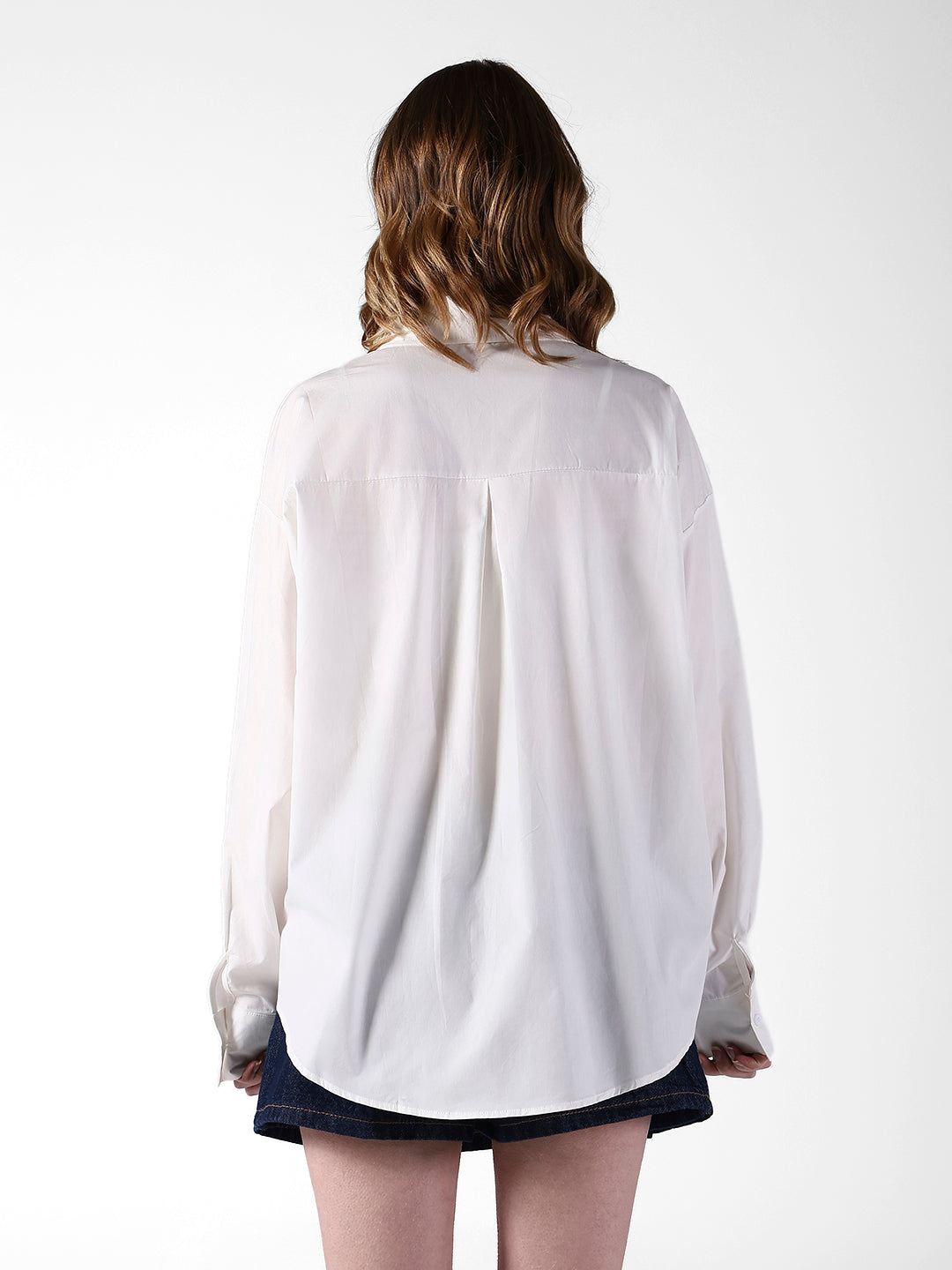 Women's White Shirt with Embellished Button Detail