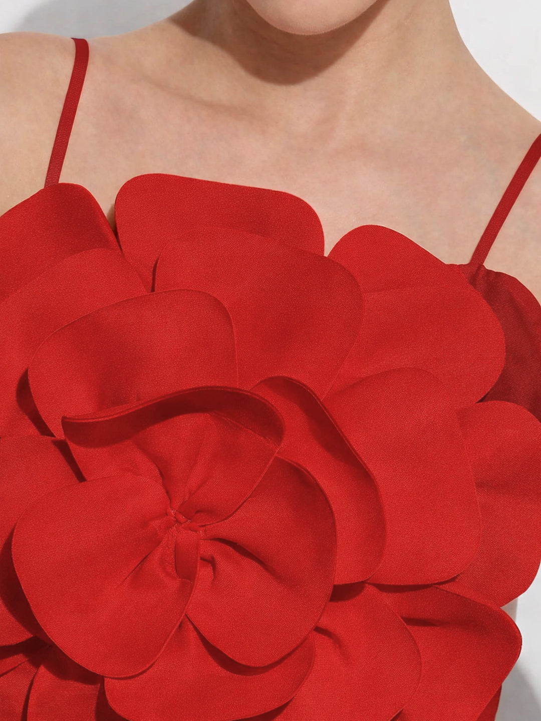 Women's Red 3D Flower Crop Top