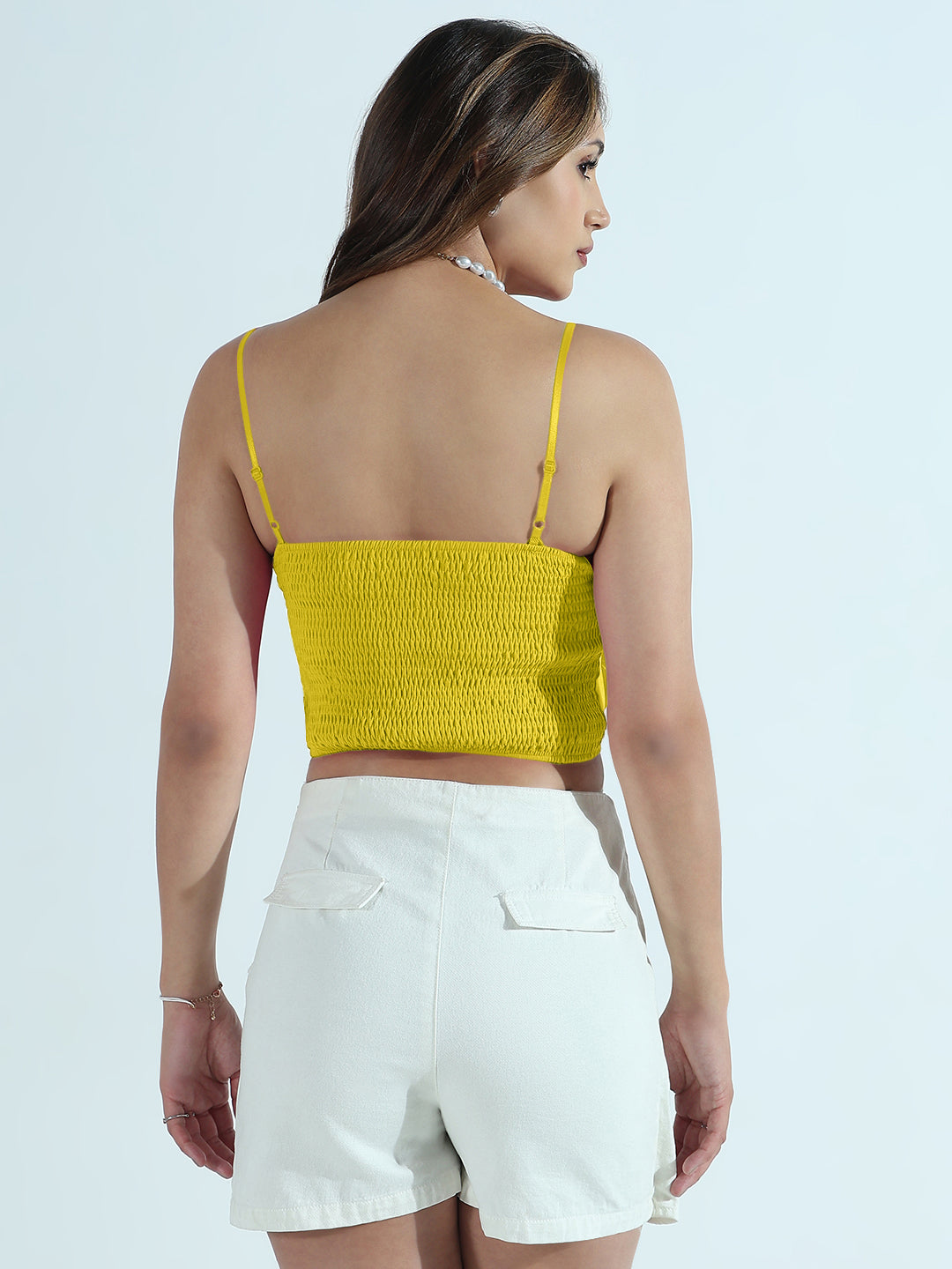Women's Yellow 3D Flower Crop Top