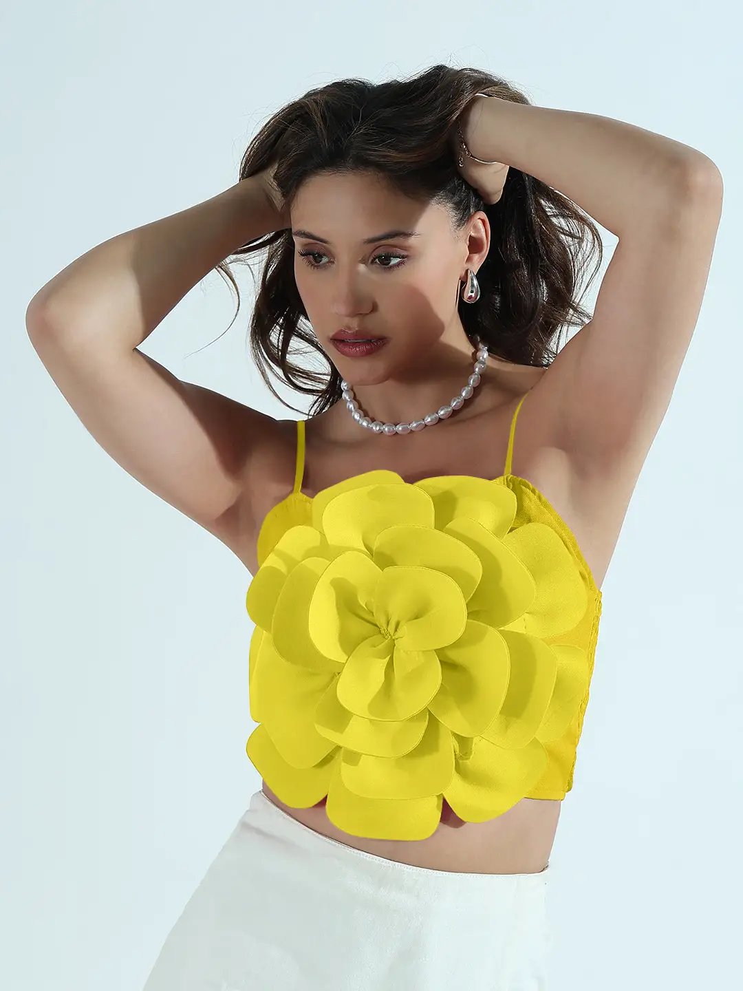 Buy Women's Yellow 3D Flower Crop Top | Showoffff