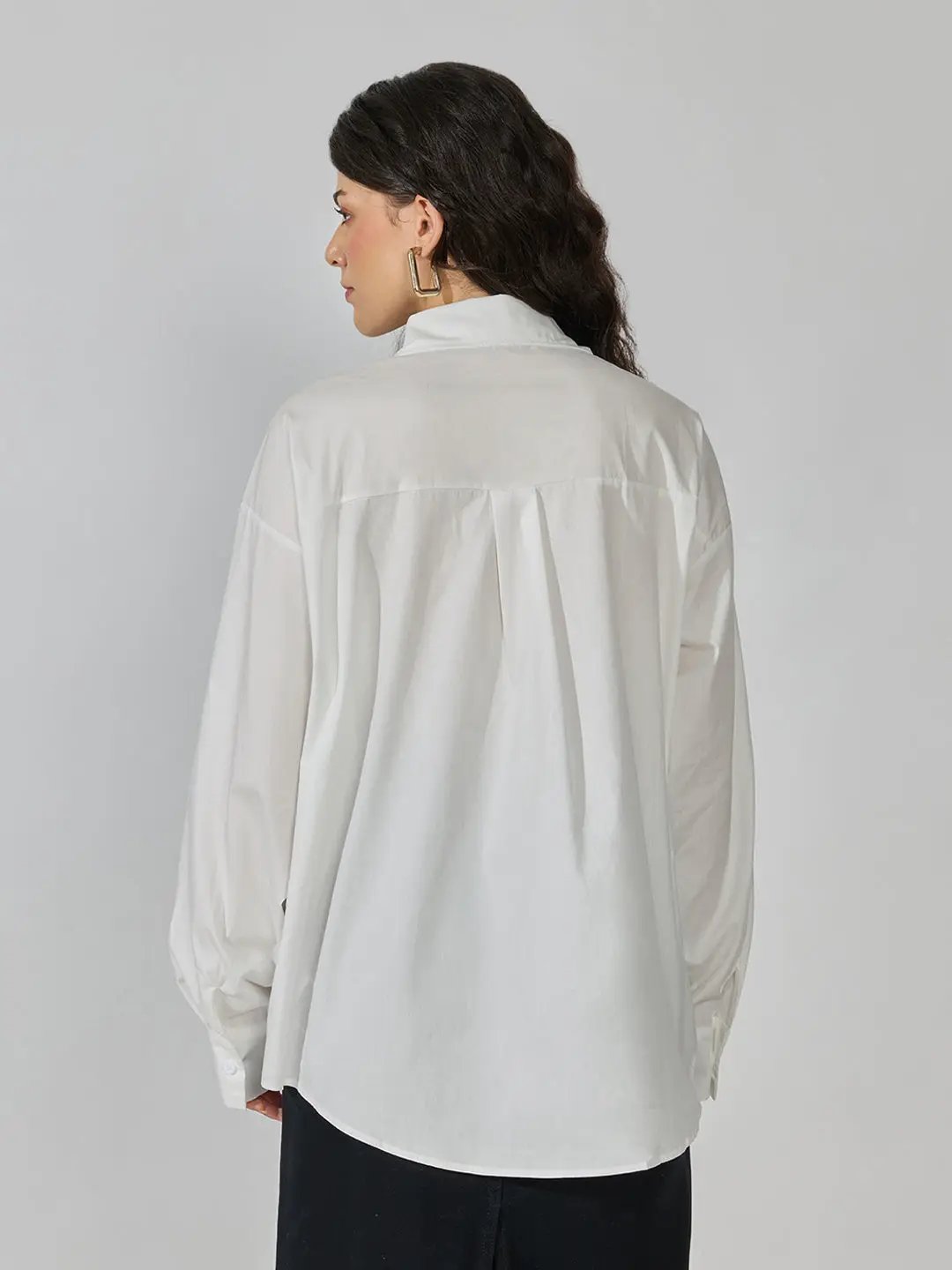Women's White Floral Oversized Long Sleeve Shirt with Sequin Detail - from SHOWOFFFF