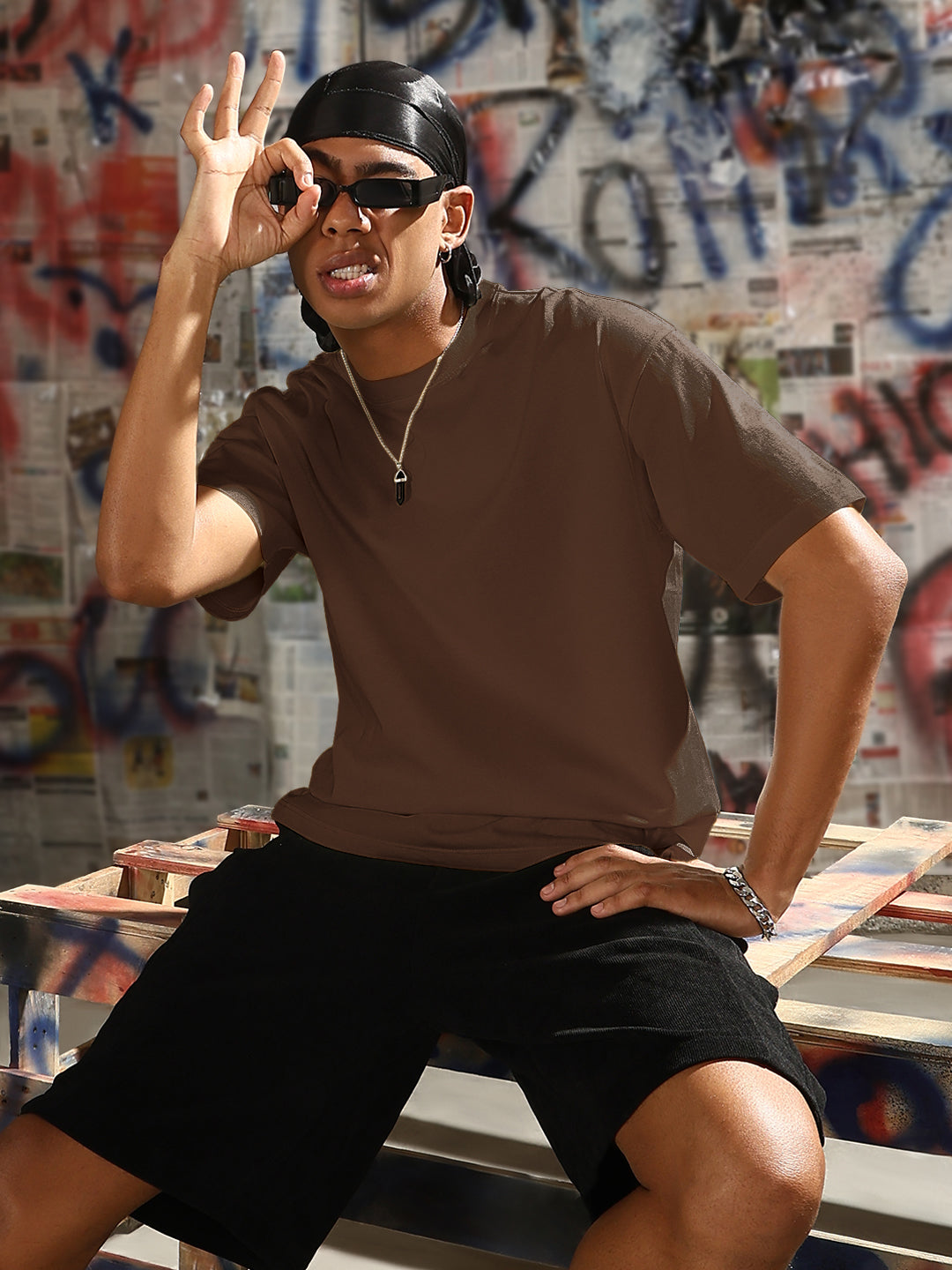 Men's Brown Regular Fit T-Shirt