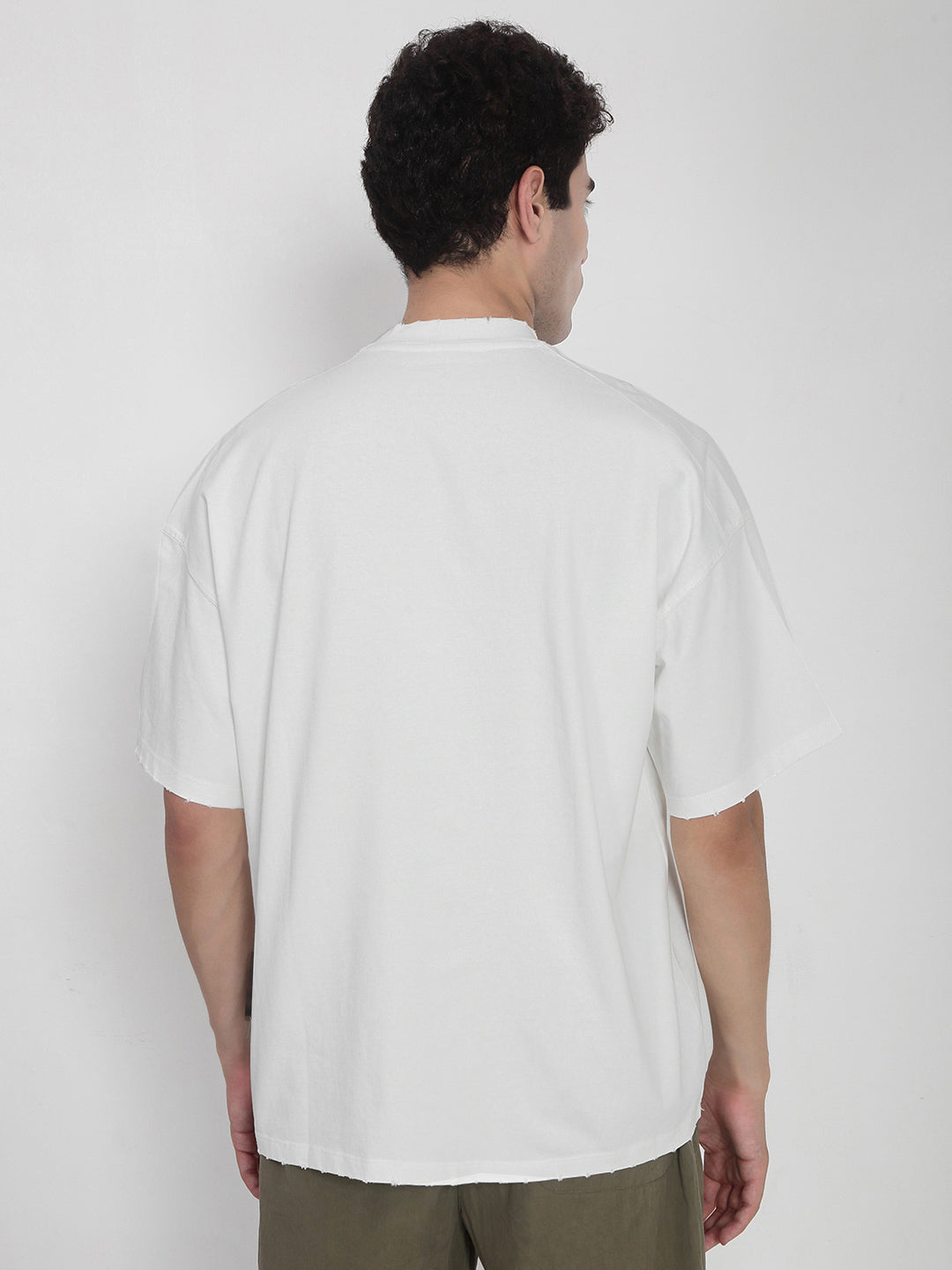 Men's White Oversized Typography T-Shirt