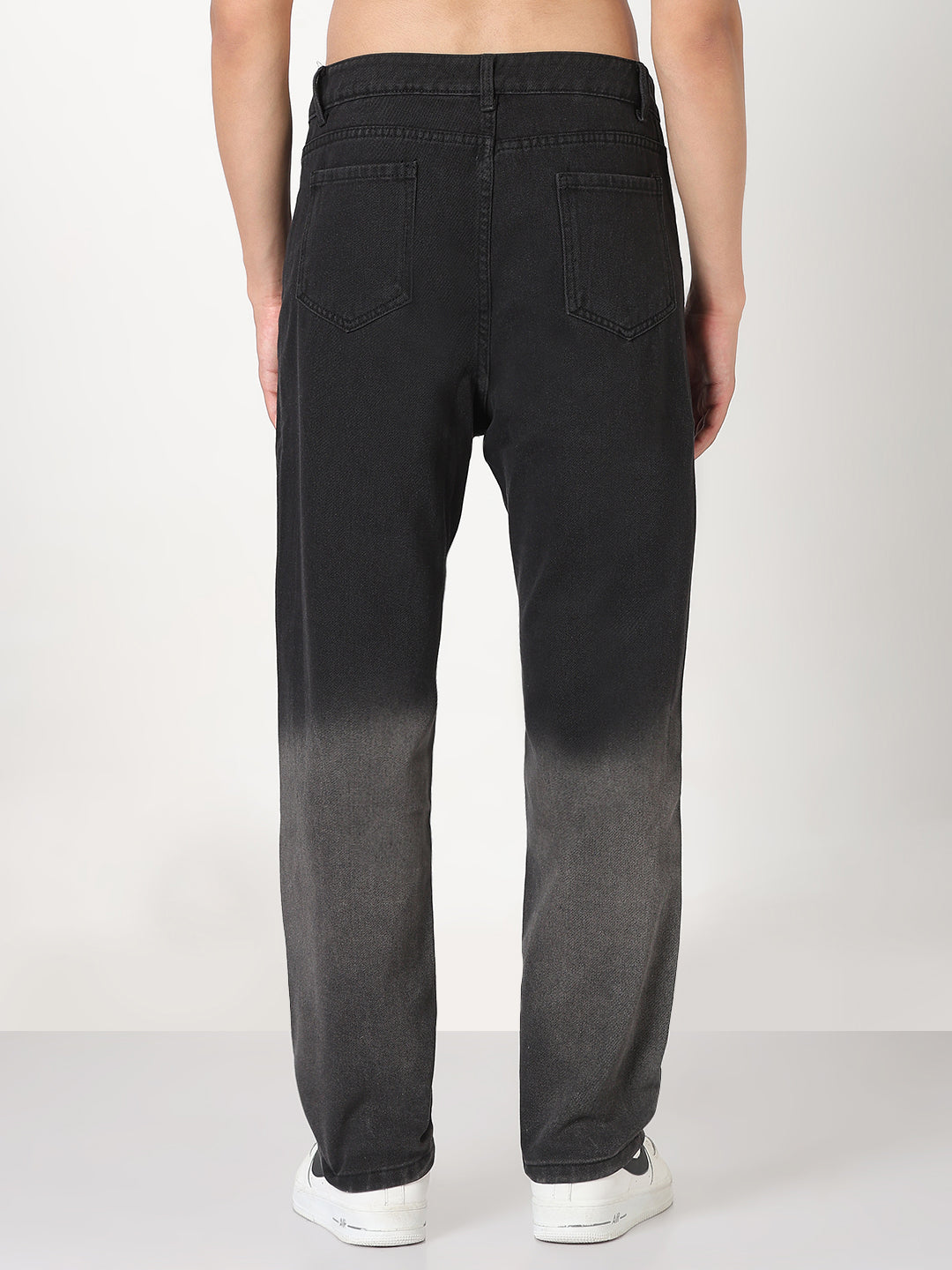 Men's Black Washed Straight Fit Ombre Jeans