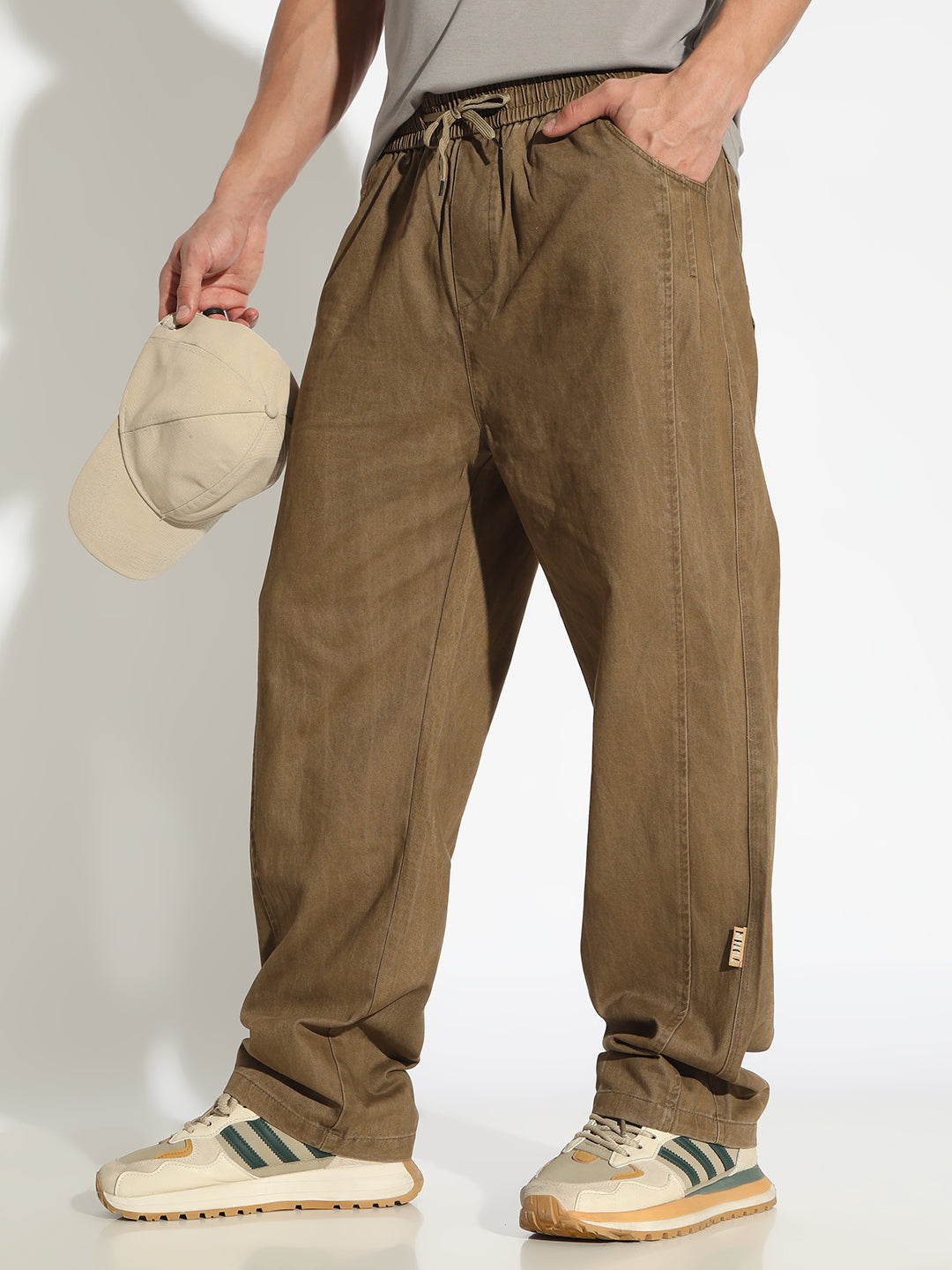 Men's Olive Relaxed Fit Casual Trouser