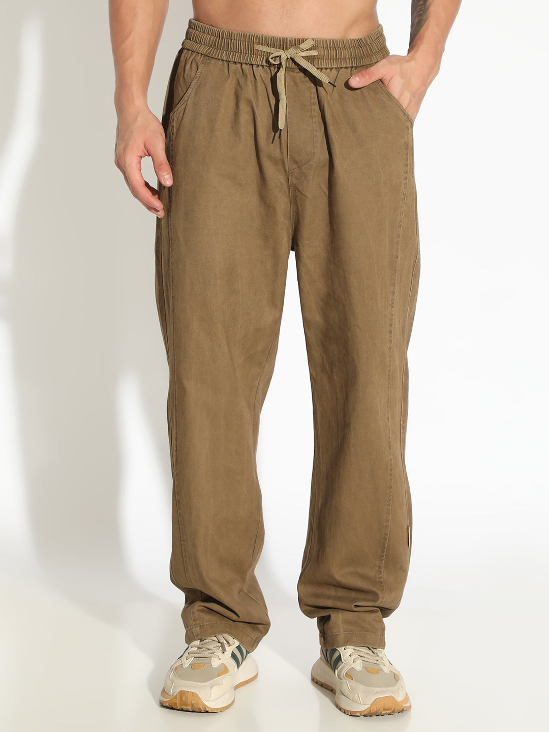 Men's Olive Relaxed Fit Casual Trouser
