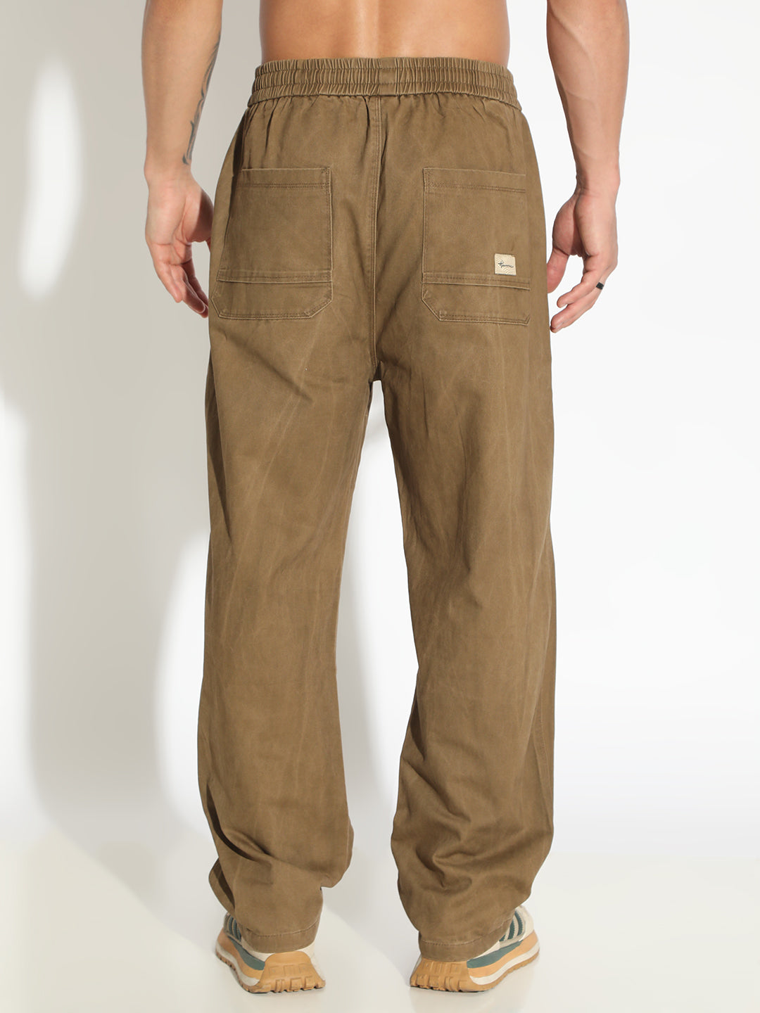 Men's Olive Relaxed Fit Casual Trouser