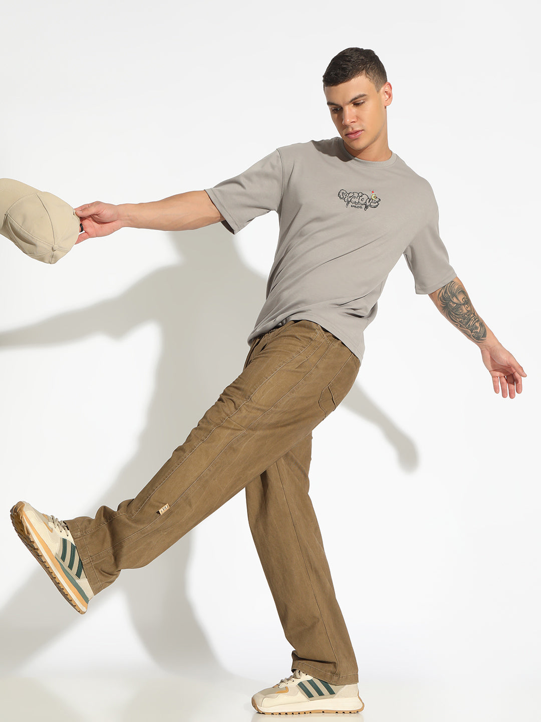 Men's Olive Relaxed Fit Casual Trouser