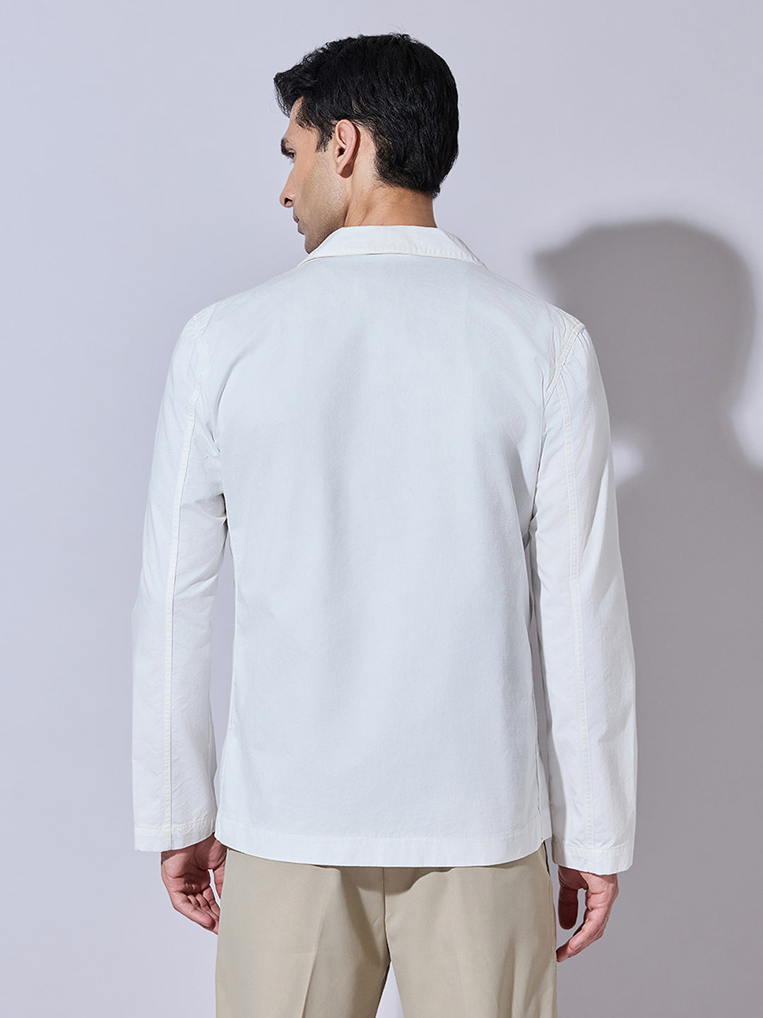 Men's Off-White Single Breasted Blazer with Notch Lapel