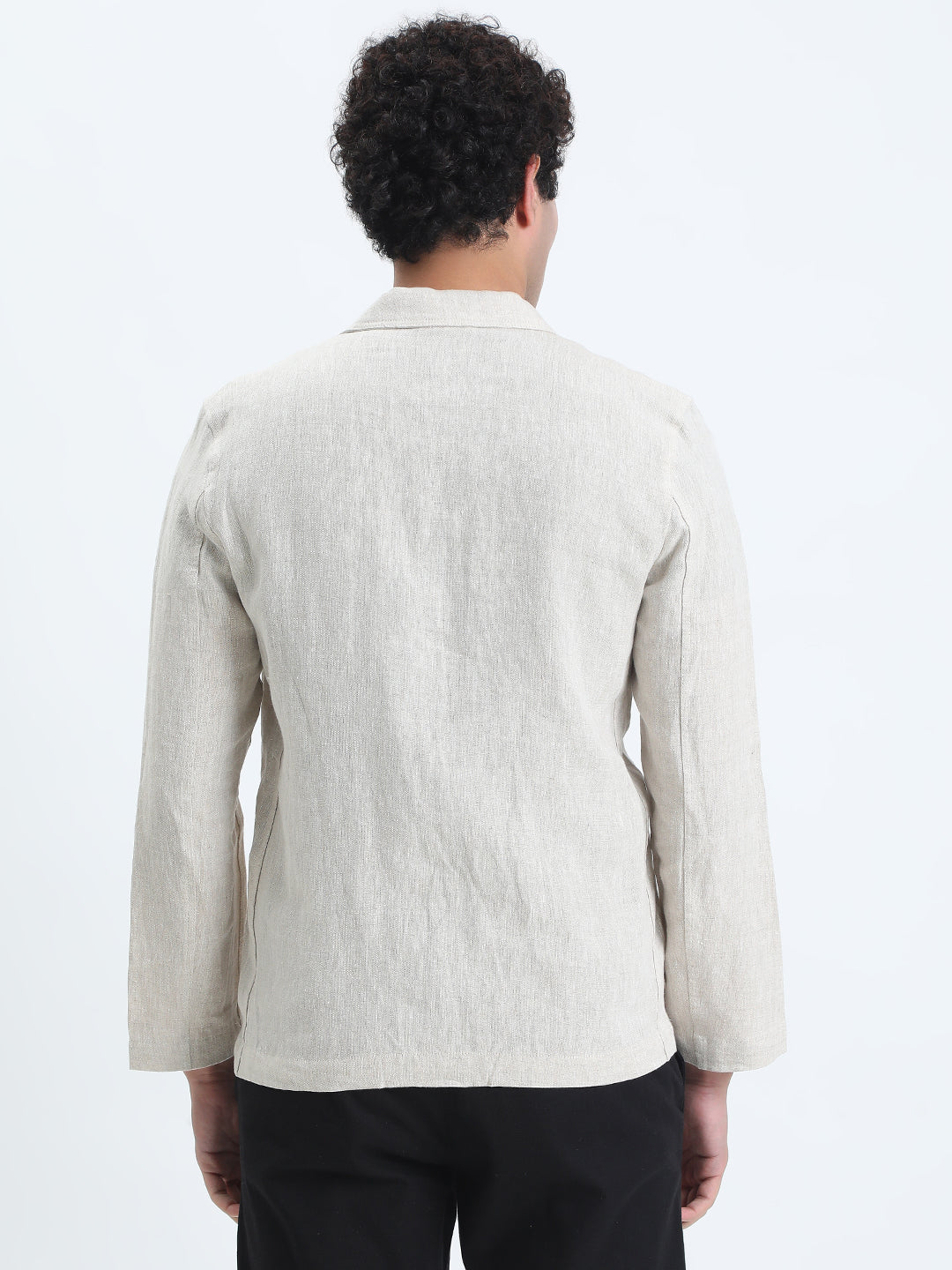 Men's Cream Single-Breasted Slim Fit Blazer