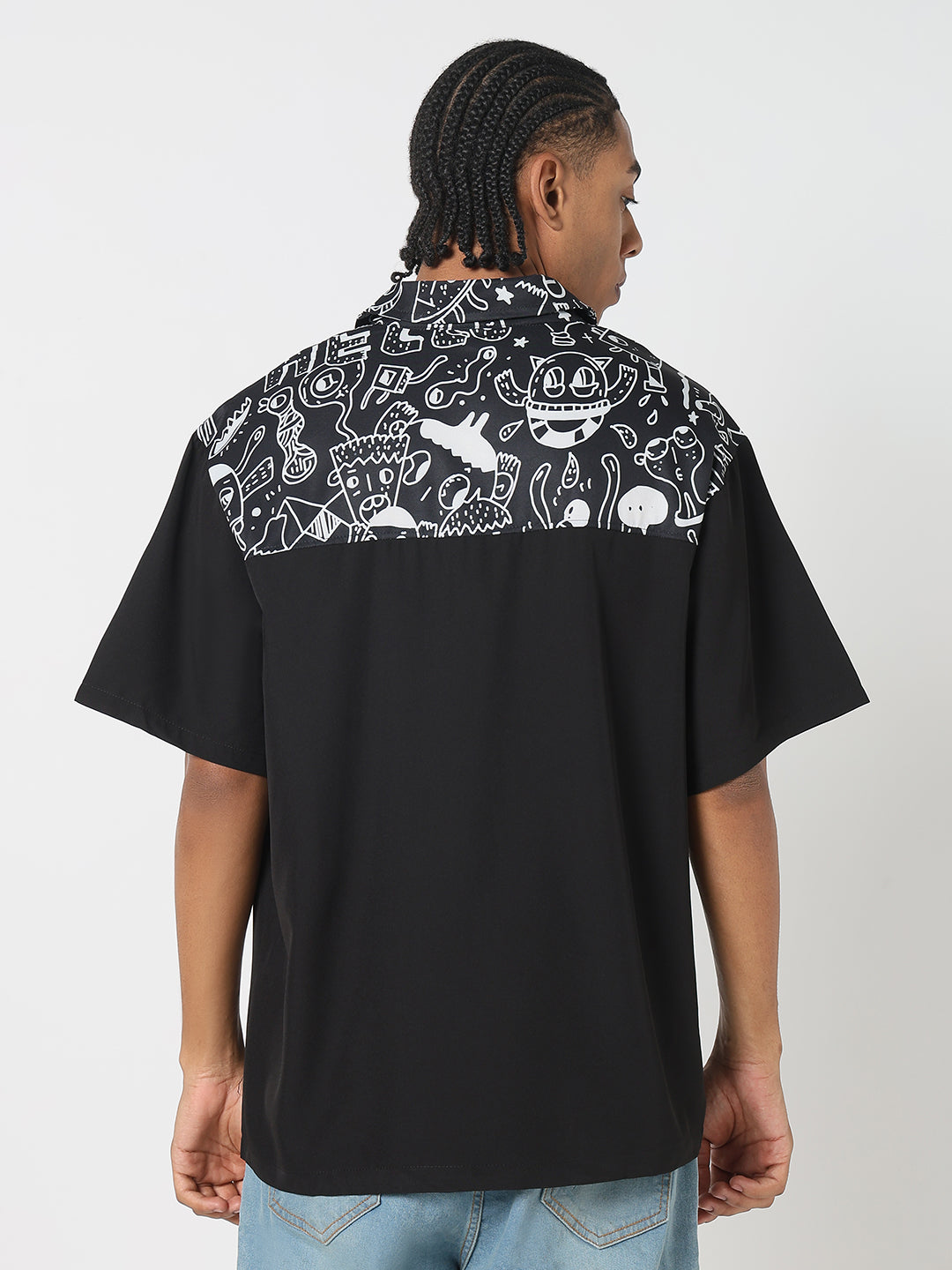 Men Black Graphic Oversized Shirt