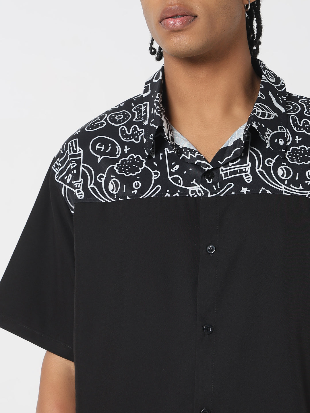 Men Black Graphic Oversized Shirt