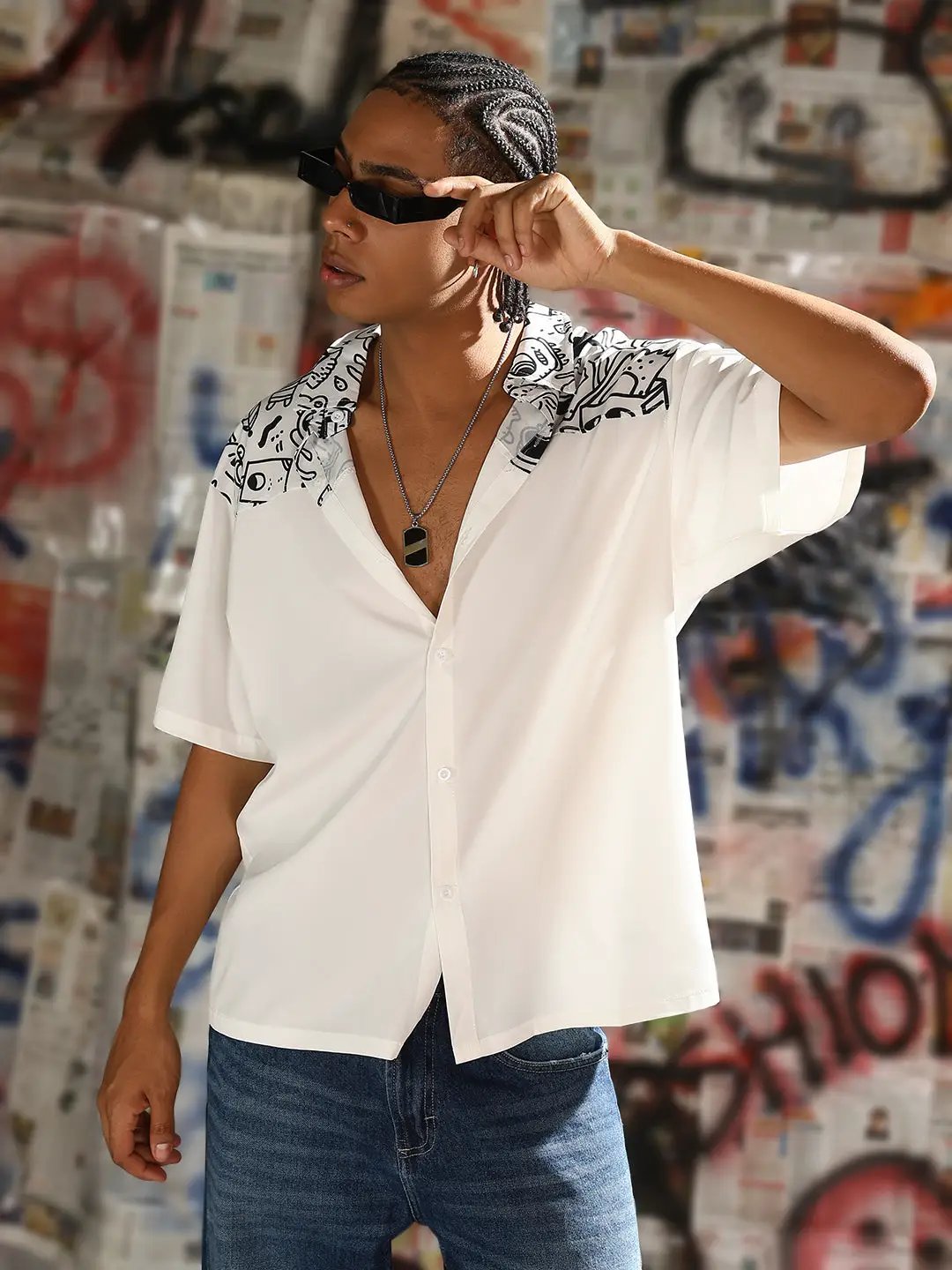 Buy Men's White Graphic Oversized Shirt | Showoffff