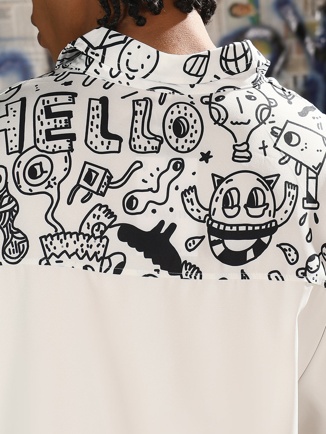 Men's White Graphic Oversized Shirt