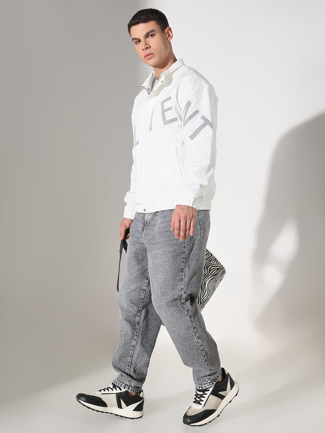 Men's Typography White Puffer Jacket