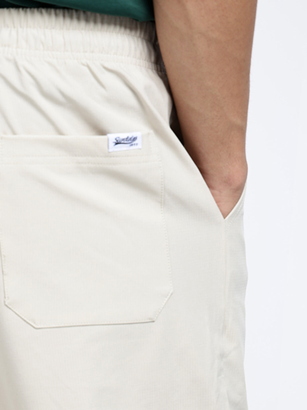 Men's Cream Relaxed Fit Cargo Trousers with Flap Pocket