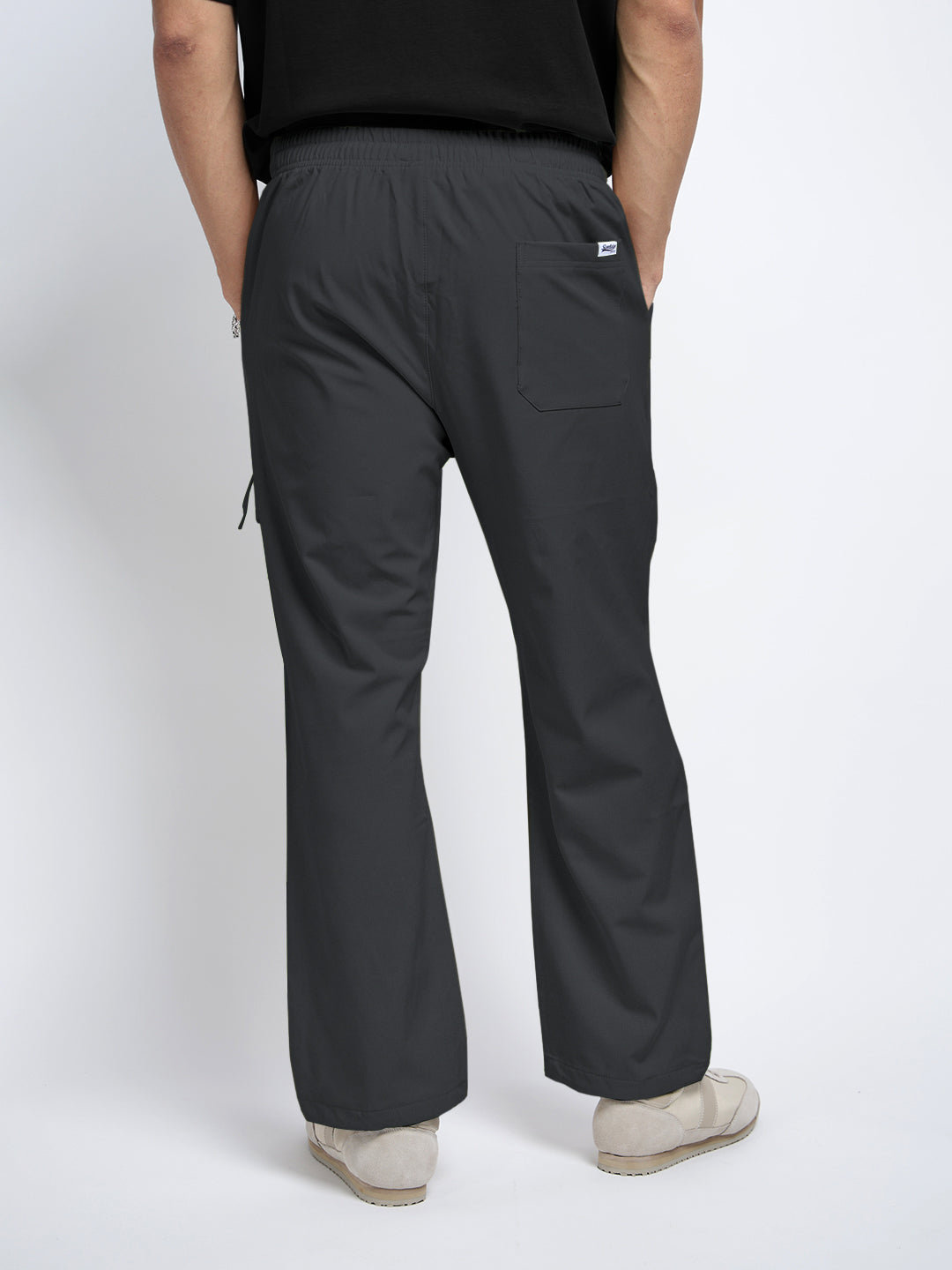 Men's Grey Relaxed Fit Cargo Trousers with Flap Pocket