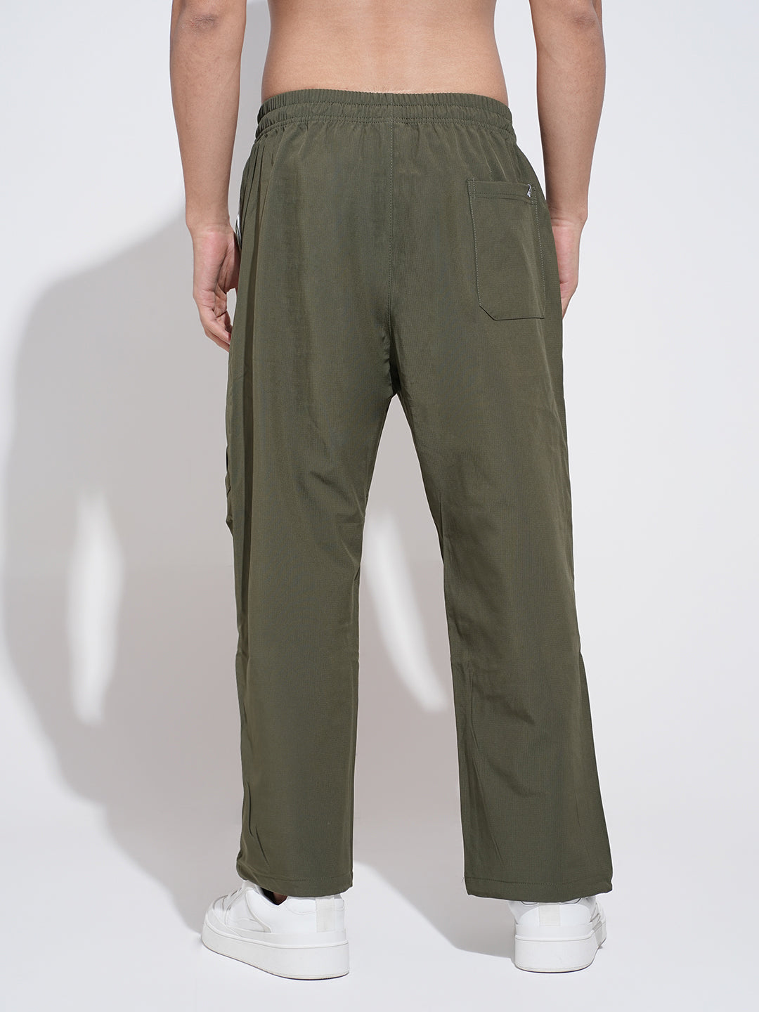 Men's Olive Relaxed Fit Cargo Trousers with Flap Pocket