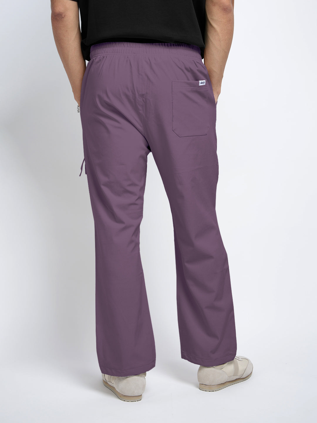 Men's Purple Relaxed Fit Cargo Trousers with Flap Pocket