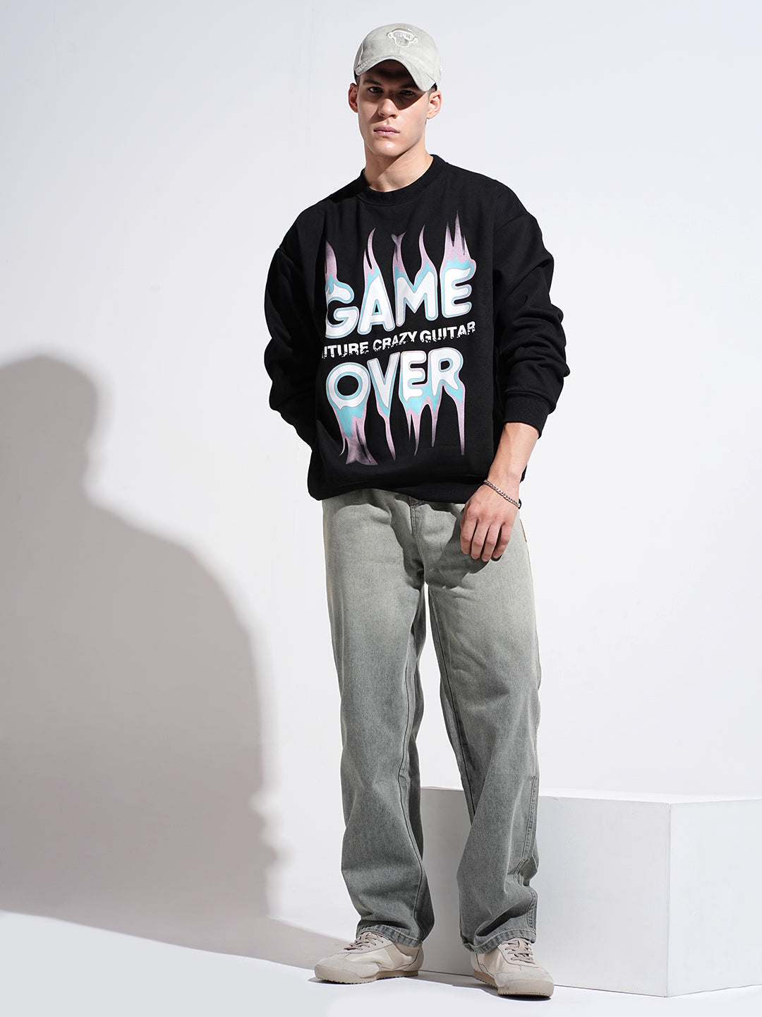 Men's Blue Ombre Washed Straight Fit Drawstring Jeans