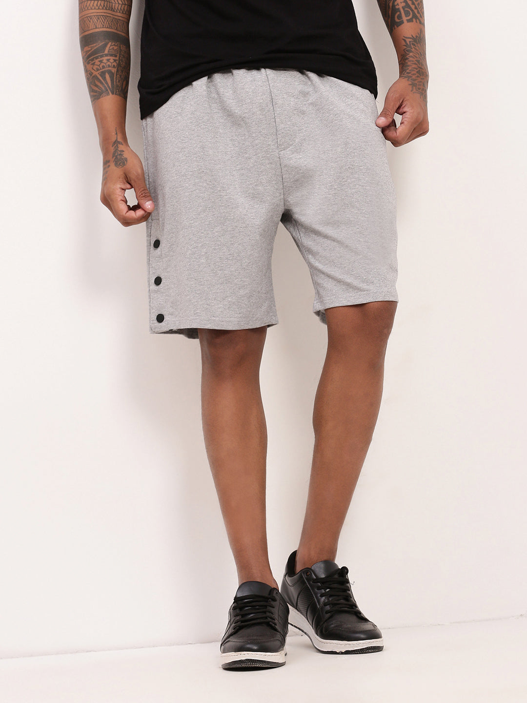 Men Grey Solid Shorts