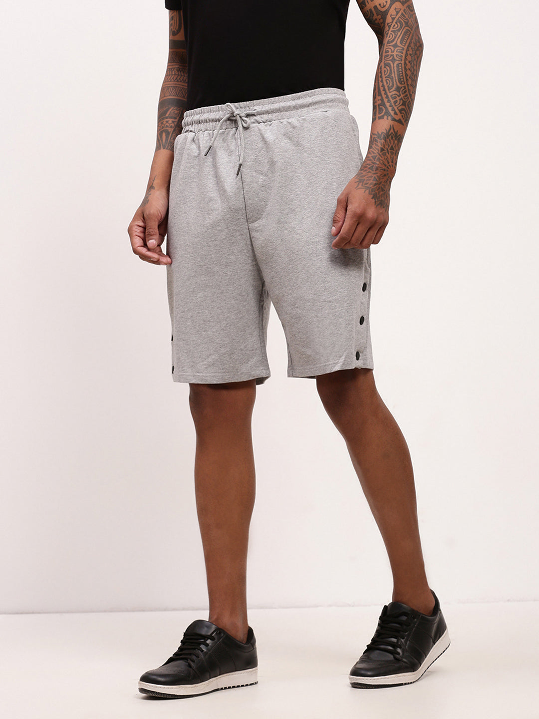 Men Grey Solid Shorts