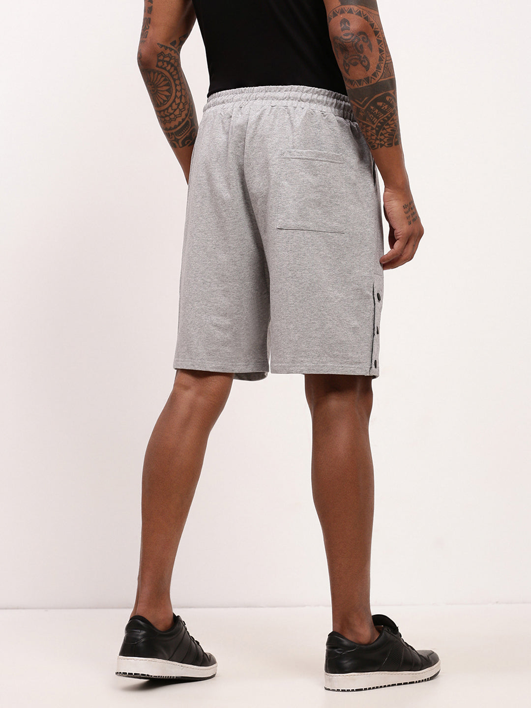 Men Grey Solid Shorts